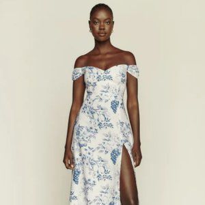 Reformation Blue and White Floral Midi Dress